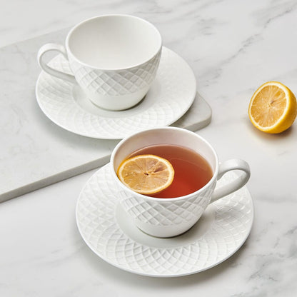 Trellis Set of 2 Tea Cups and Saucers