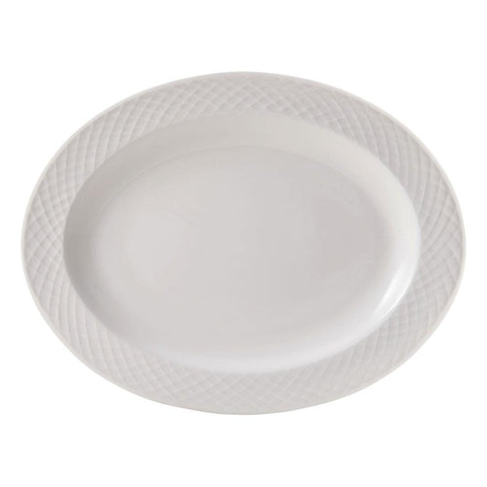 Trellis White Oval Platter