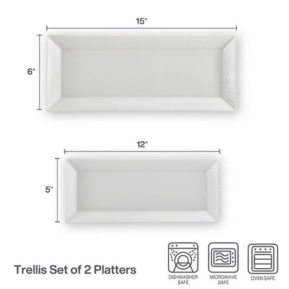 Trellis White Set of 2 Bread Trays