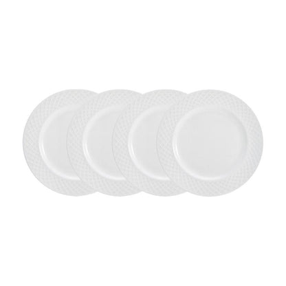 Trellis White Set of 4 Appetizer Plates