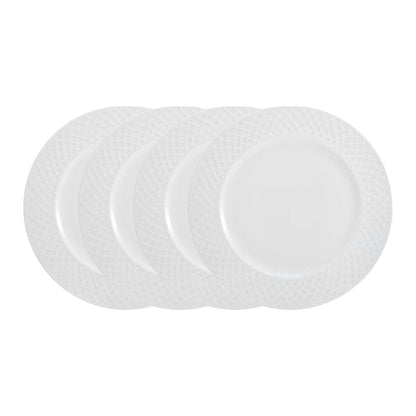 Trellis White Set of 4 Dinner Plates