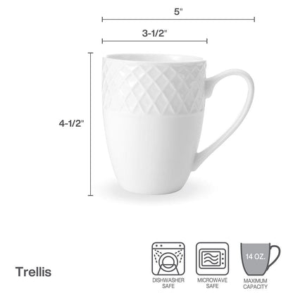 Trellis White Set of 4 Mugs
