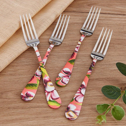 Vintage Botanical Set of 4 Dinner Forks