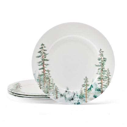 Watercolor Forest Set of 4 Dinner Plates