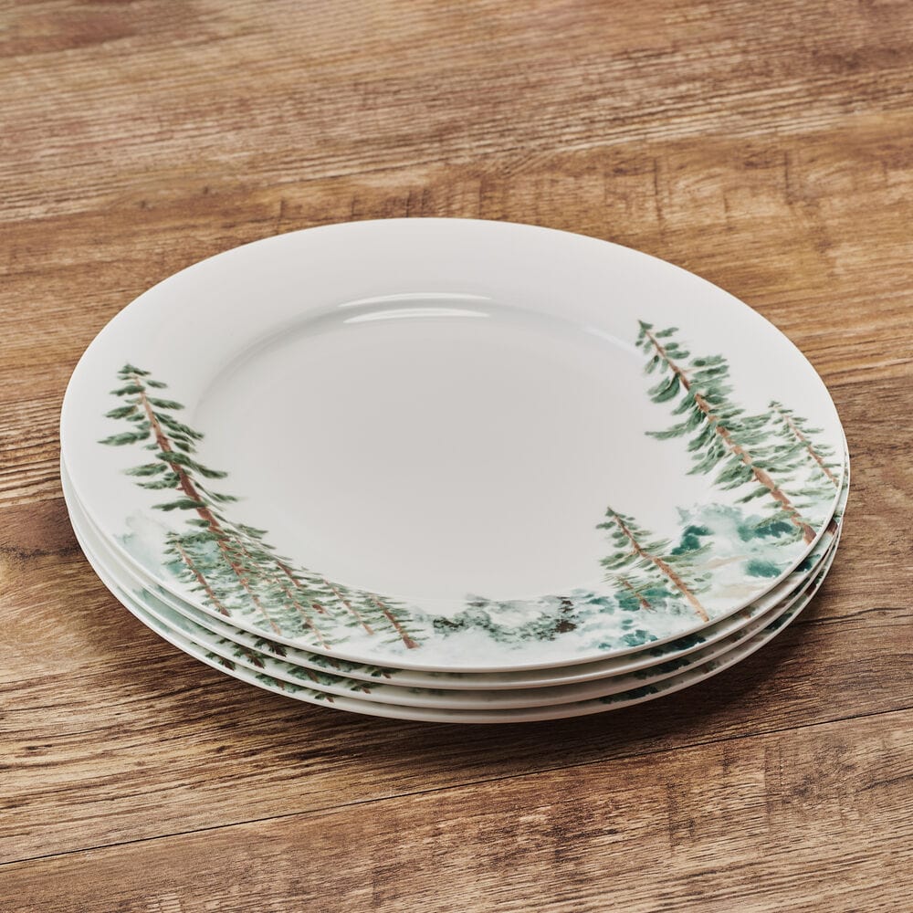 Watercolor Forest Set of 4 Dinner Plates