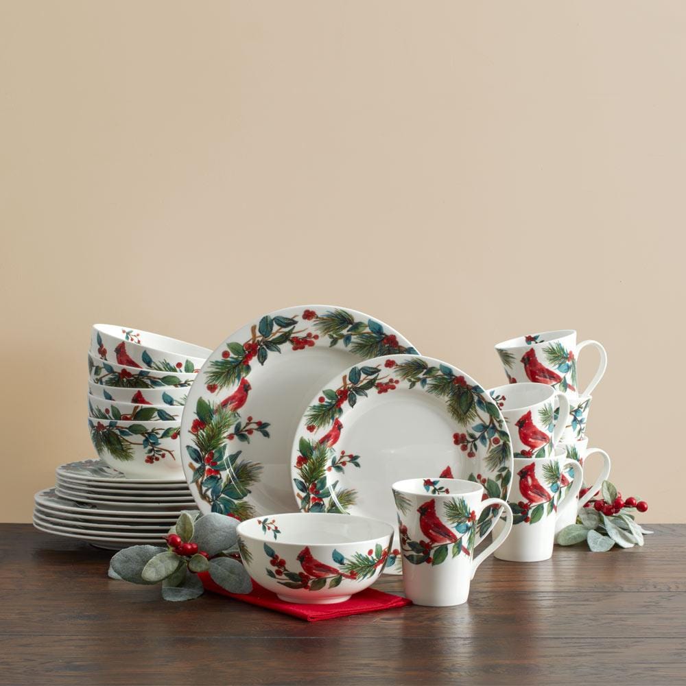 Winter Cardinal 24 Piece Dinnerware Set, Service for 6