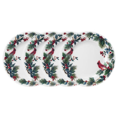 Winter Cardinal Set of 4 Dinner Plates
