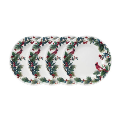 Winter Cardinal Set of 4 Salad Plates